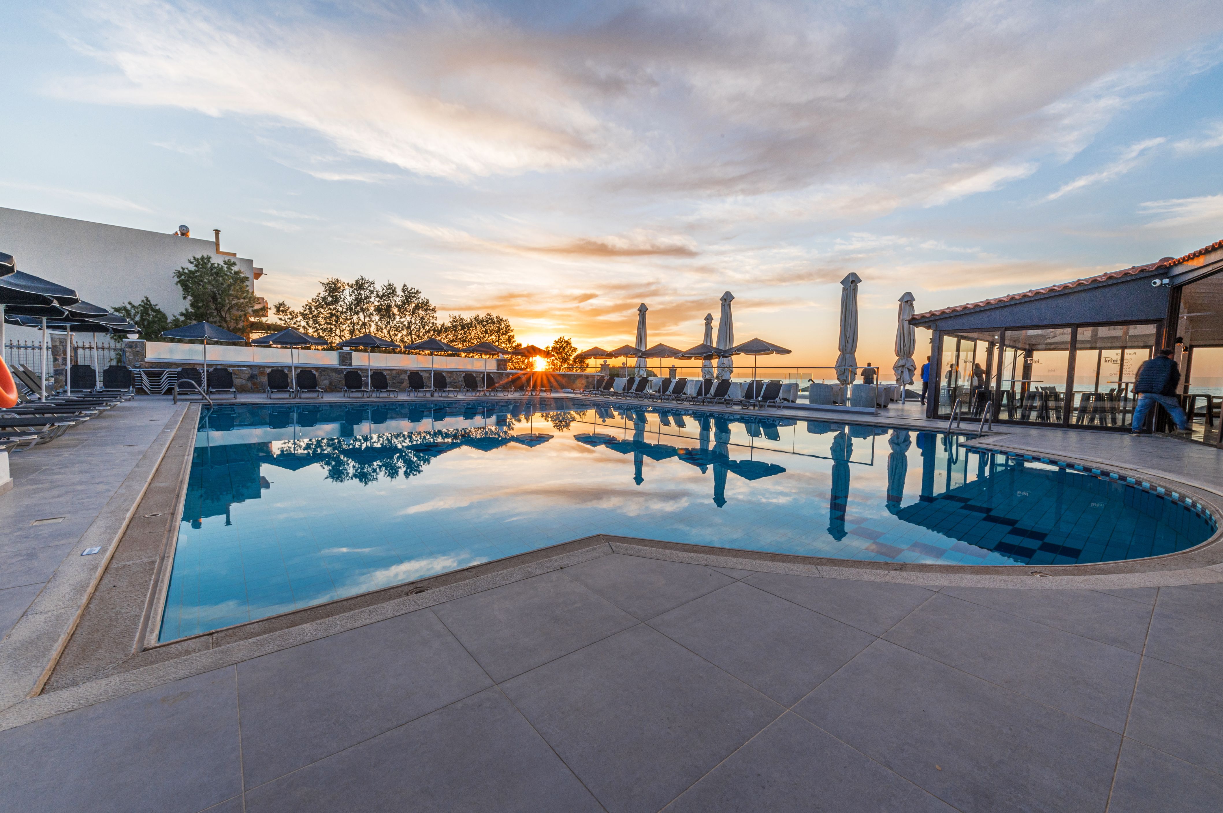 Krini Rethymno Beach Hotel, pool and sea view